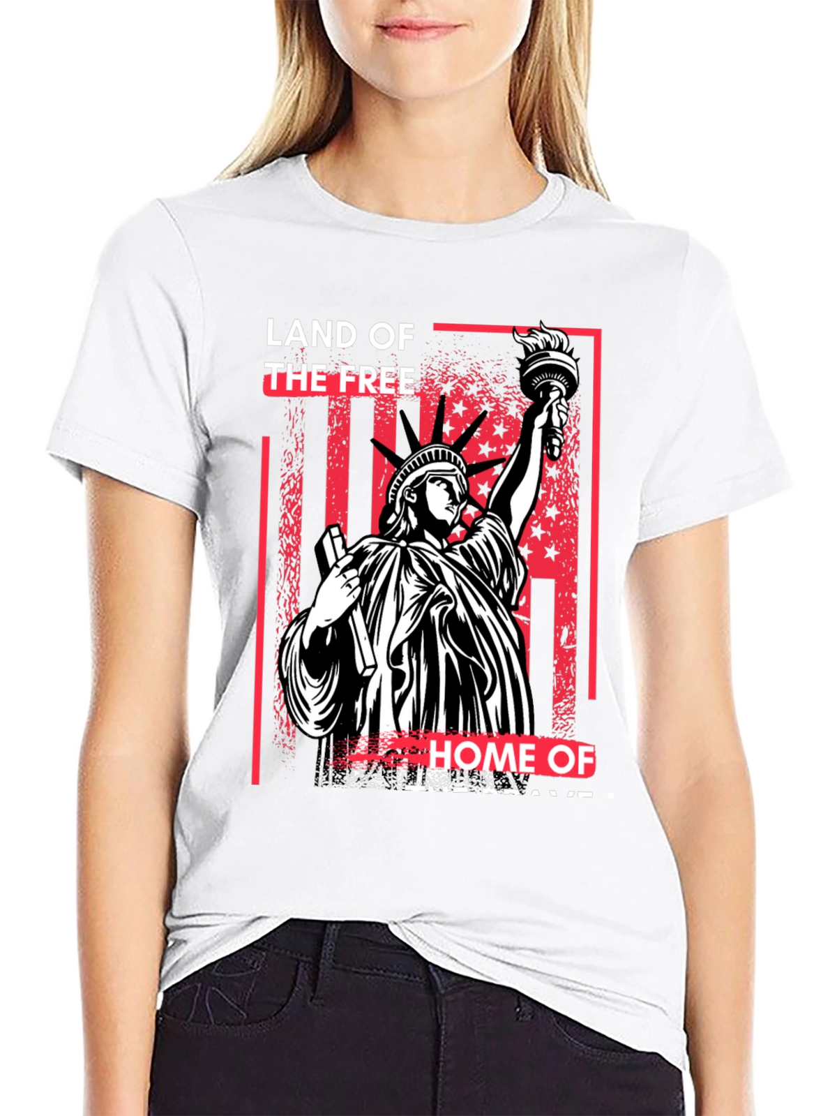 Land of the Free Statue of Liberty Graphic T-Shirt