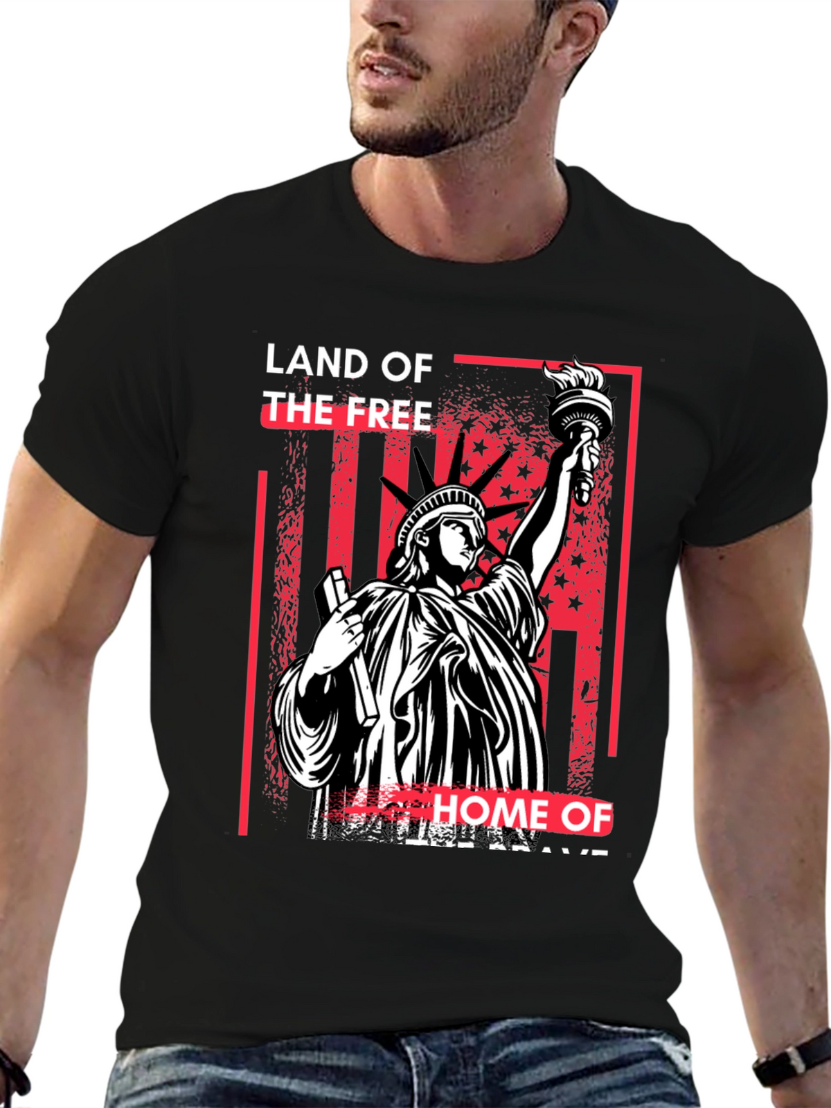 Land of the Free Statue of Liberty Graphic T-Shirt