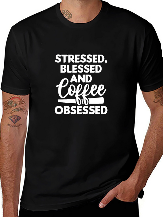 Stressed Blessed Coffee Obsessed Graphic Tee