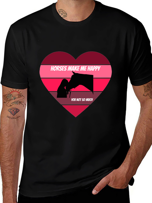Horses Make Me Happy Graphic T-Shirt