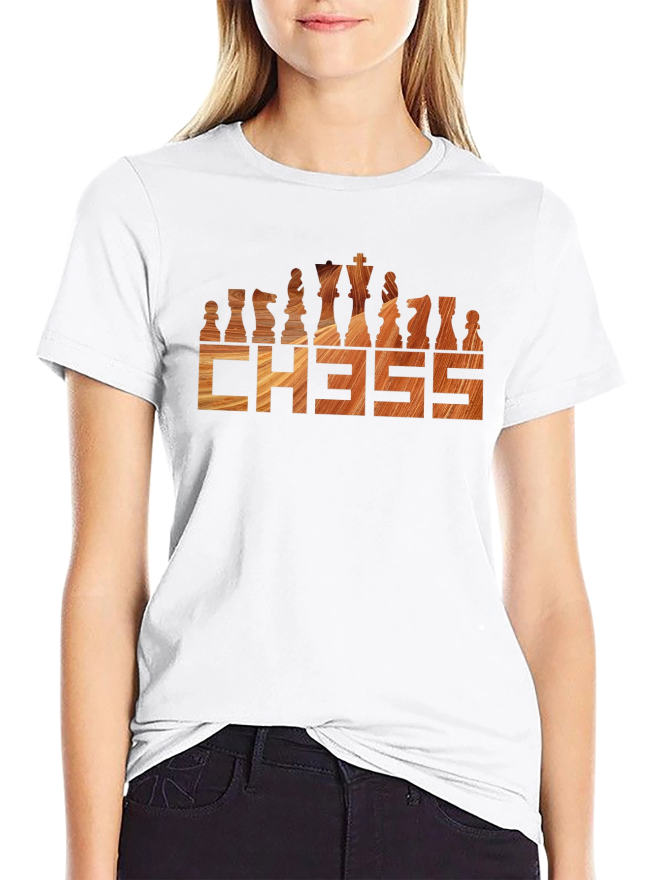 Chess T-Shirt - Wood Grain Design