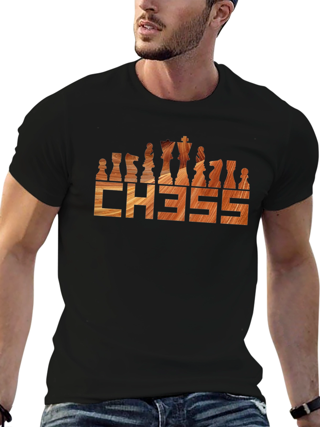 Chess T-Shirt - Wood Grain Design