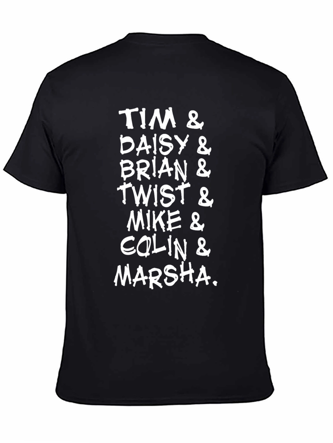 Spaced Characters List Black T-Shirt