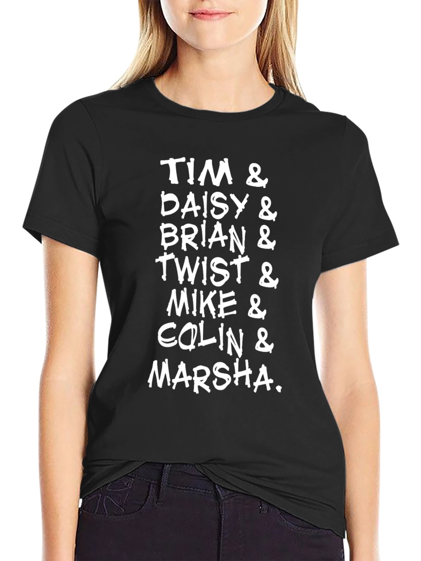 Spaced Characters List Black T-Shirt
