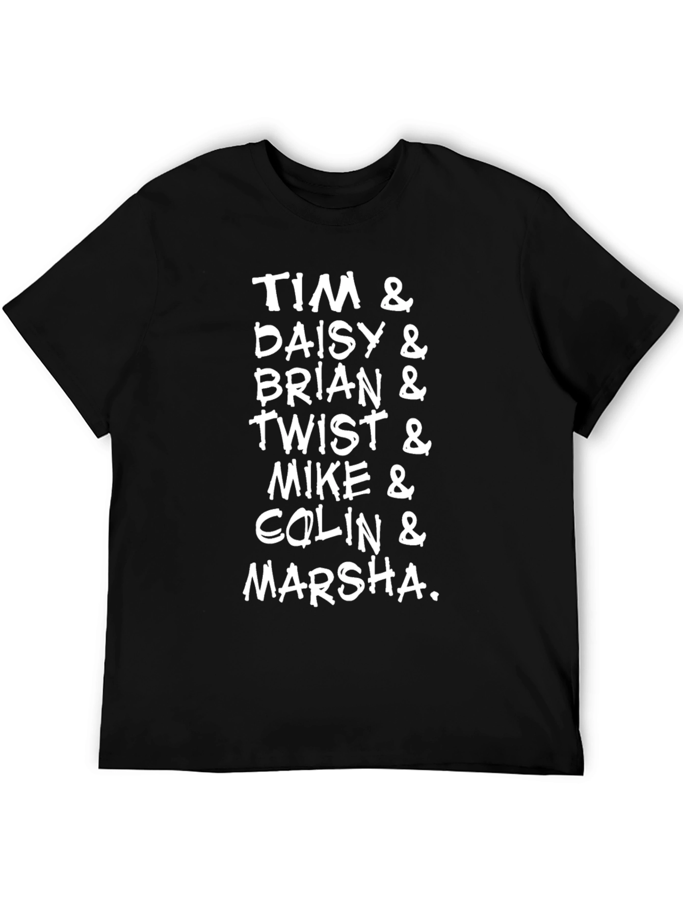Spaced Characters List Black T-Shirt