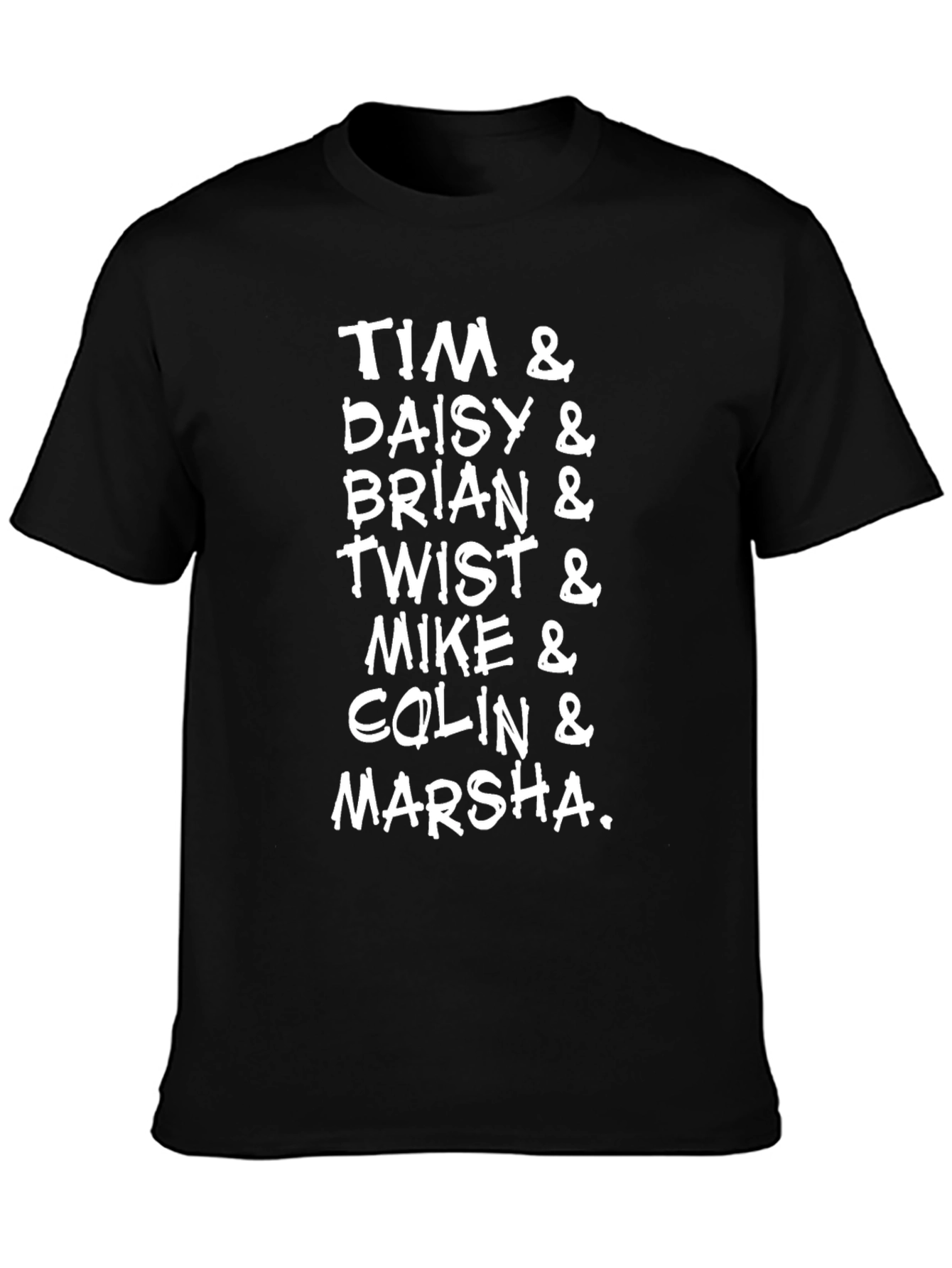 Spaced Characters List Black T-Shirt