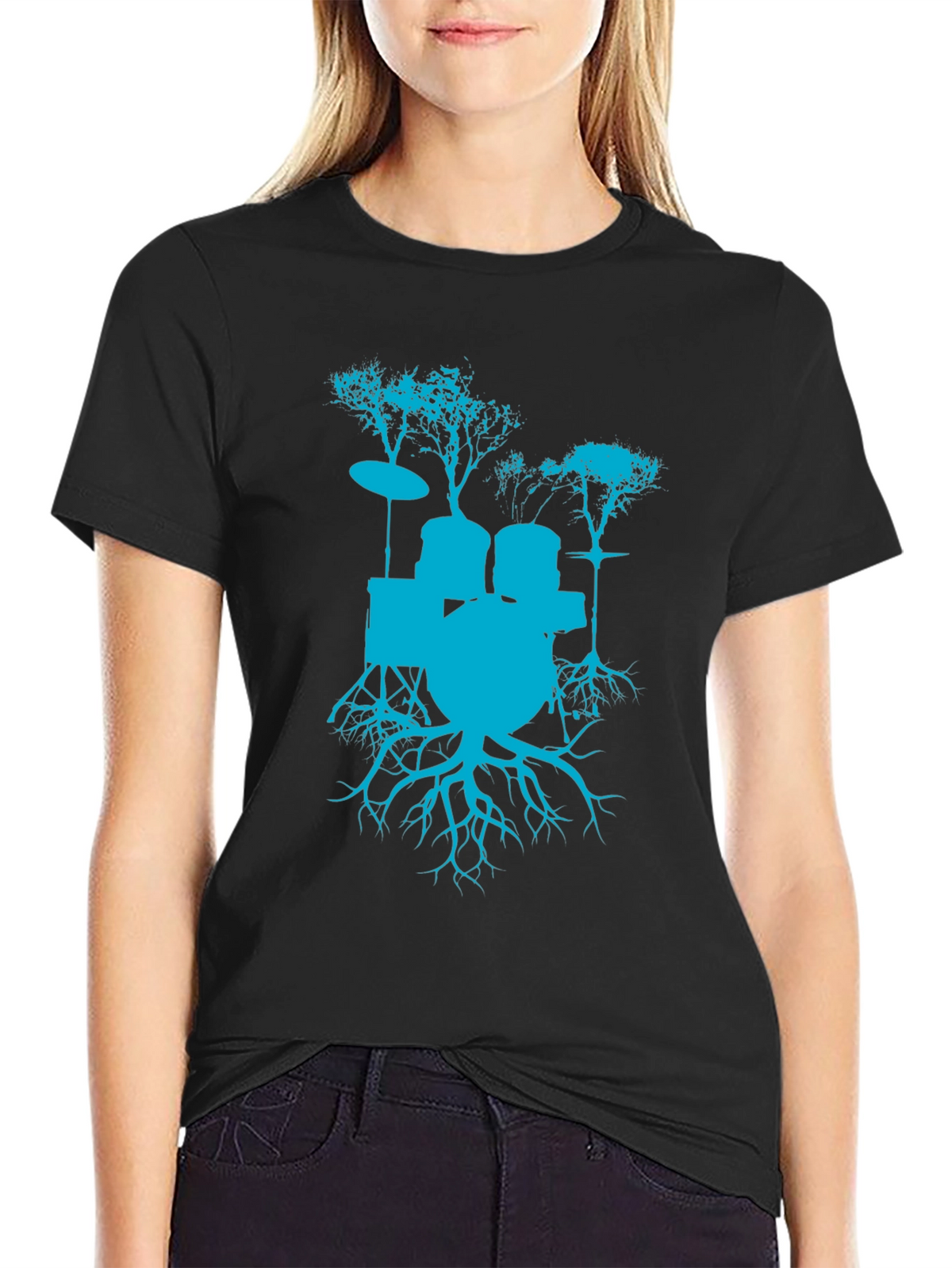 Drum Set Tree Graphic T-Shirt - Rock Band Tee