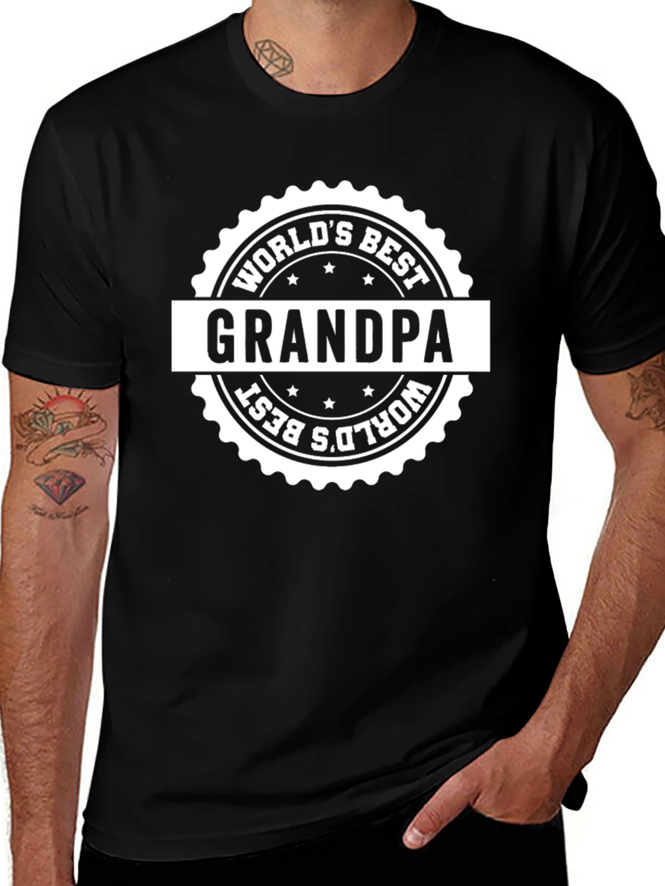Worlds Best Grandpa Black T-Shirt