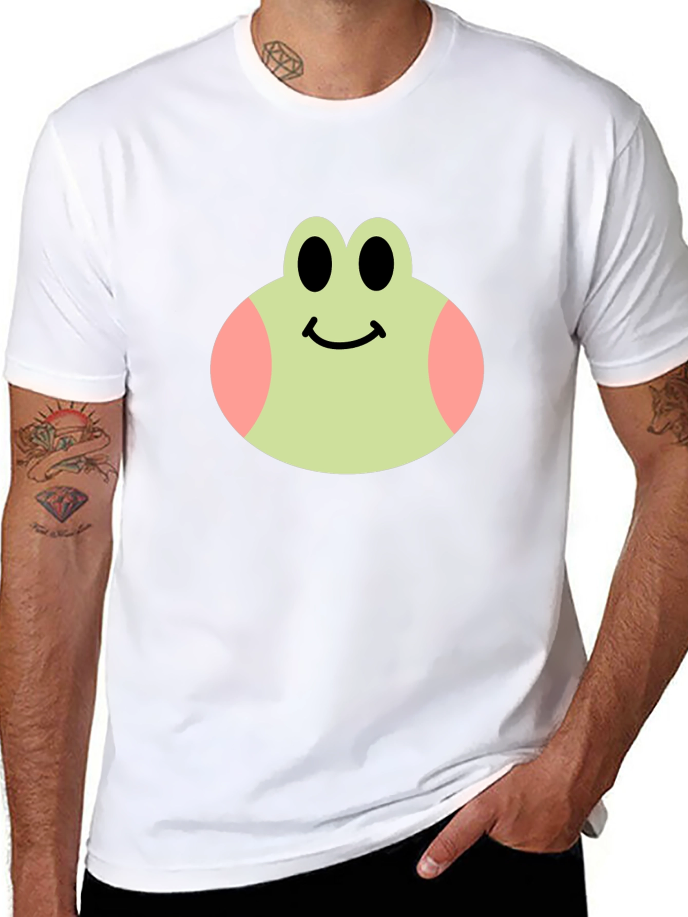Cute Frog Face Black T-Shirt