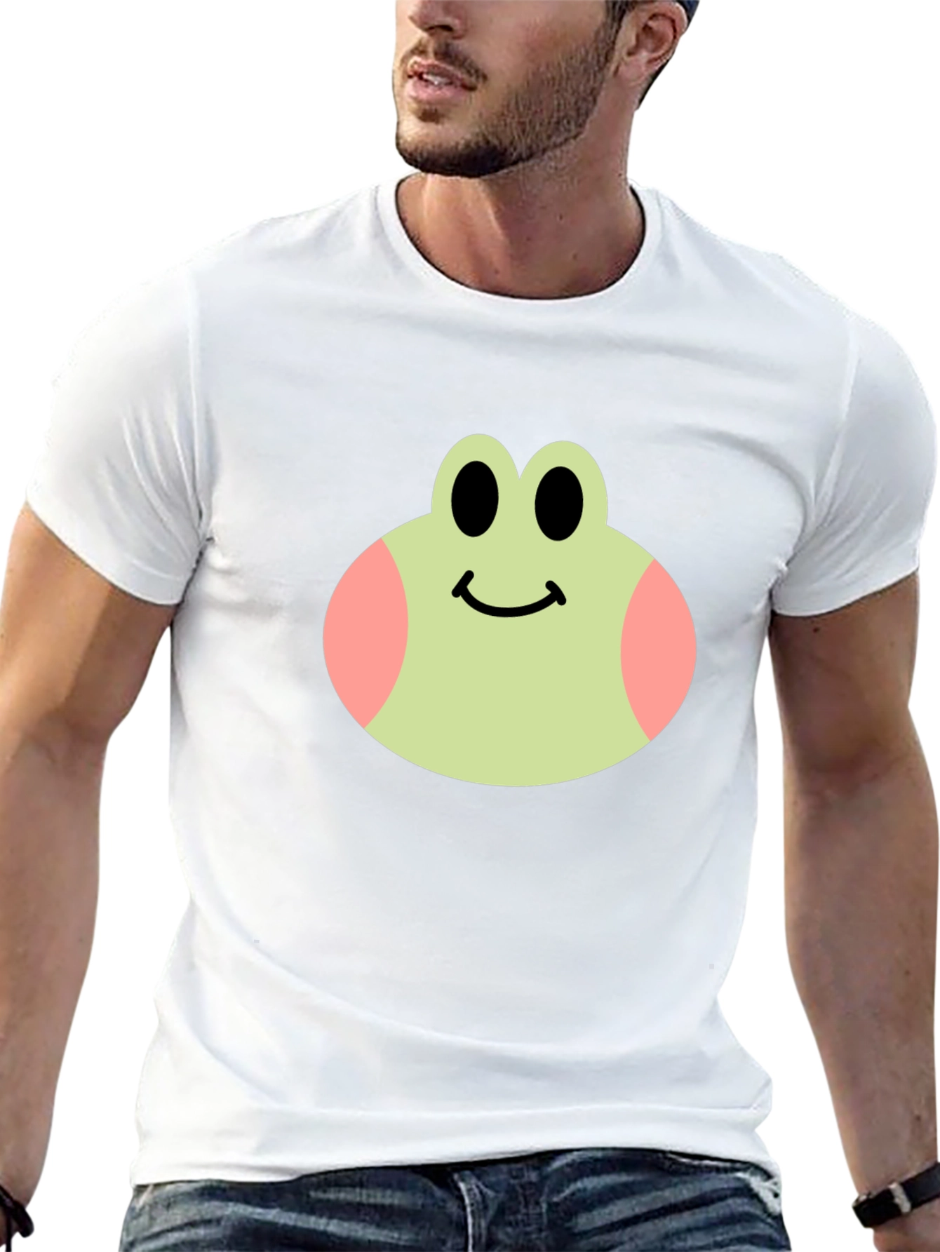 Cute Frog Face Black T-Shirt