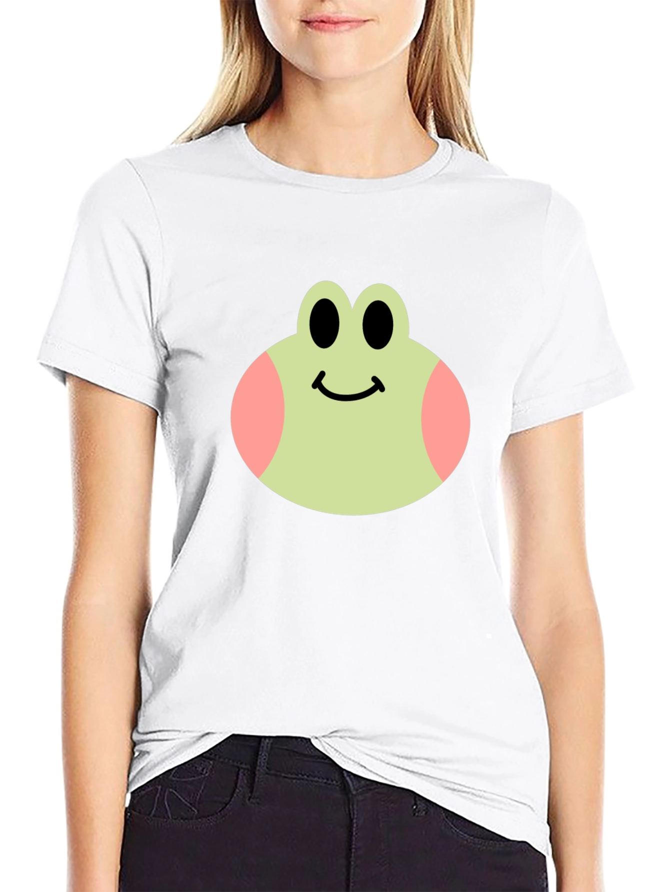 Cute Frog Face Black T-Shirt