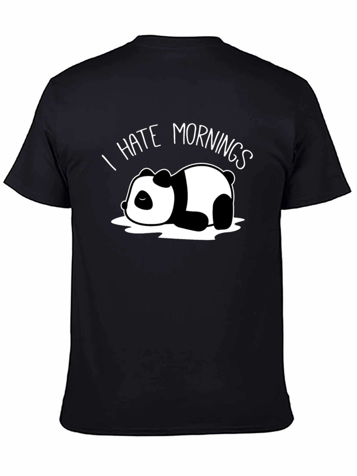 I Hate Mornings Panda Black T-Shirt