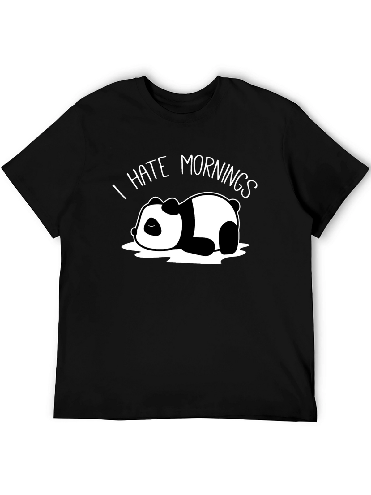 I Hate Mornings Panda Black T-Shirt