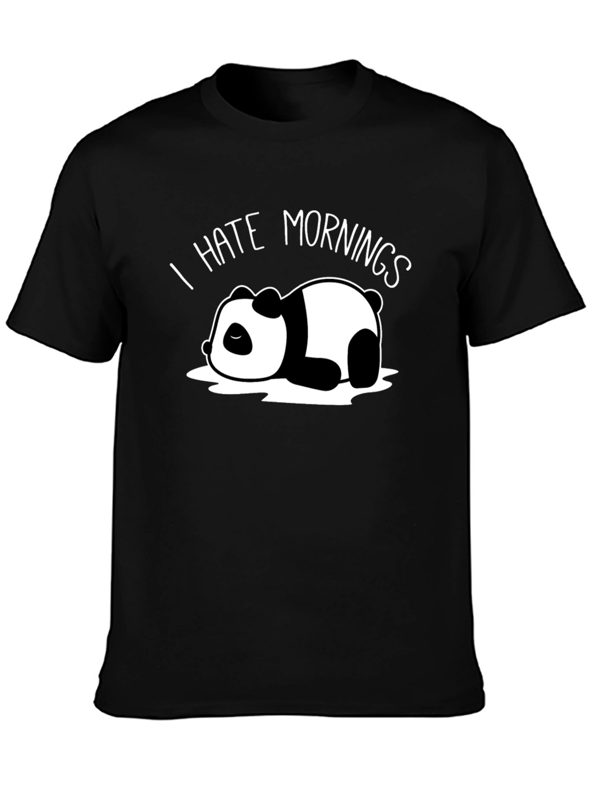 I Hate Mornings Panda Black T-Shirt