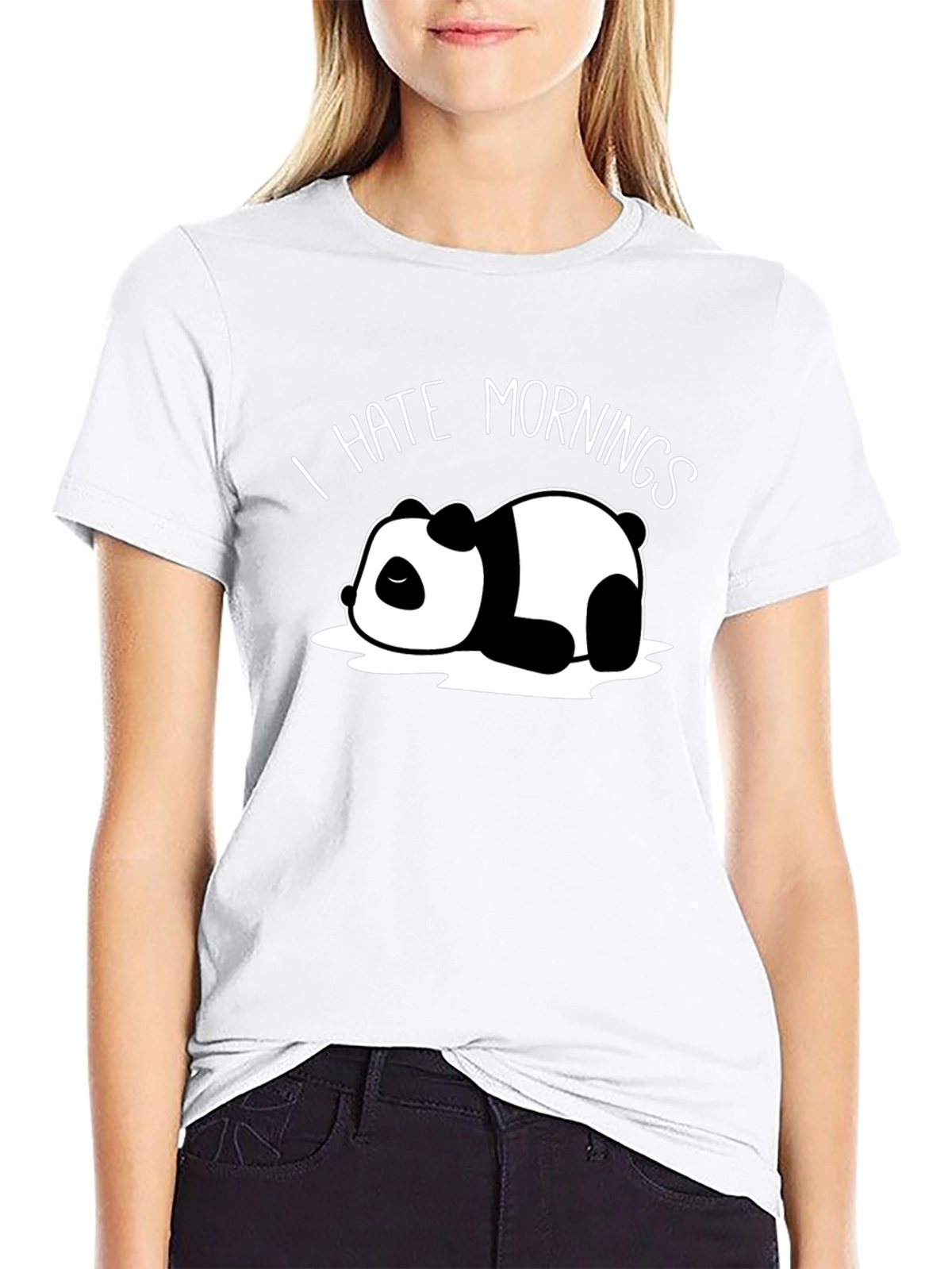 I Hate Mornings Panda Black T-Shirt