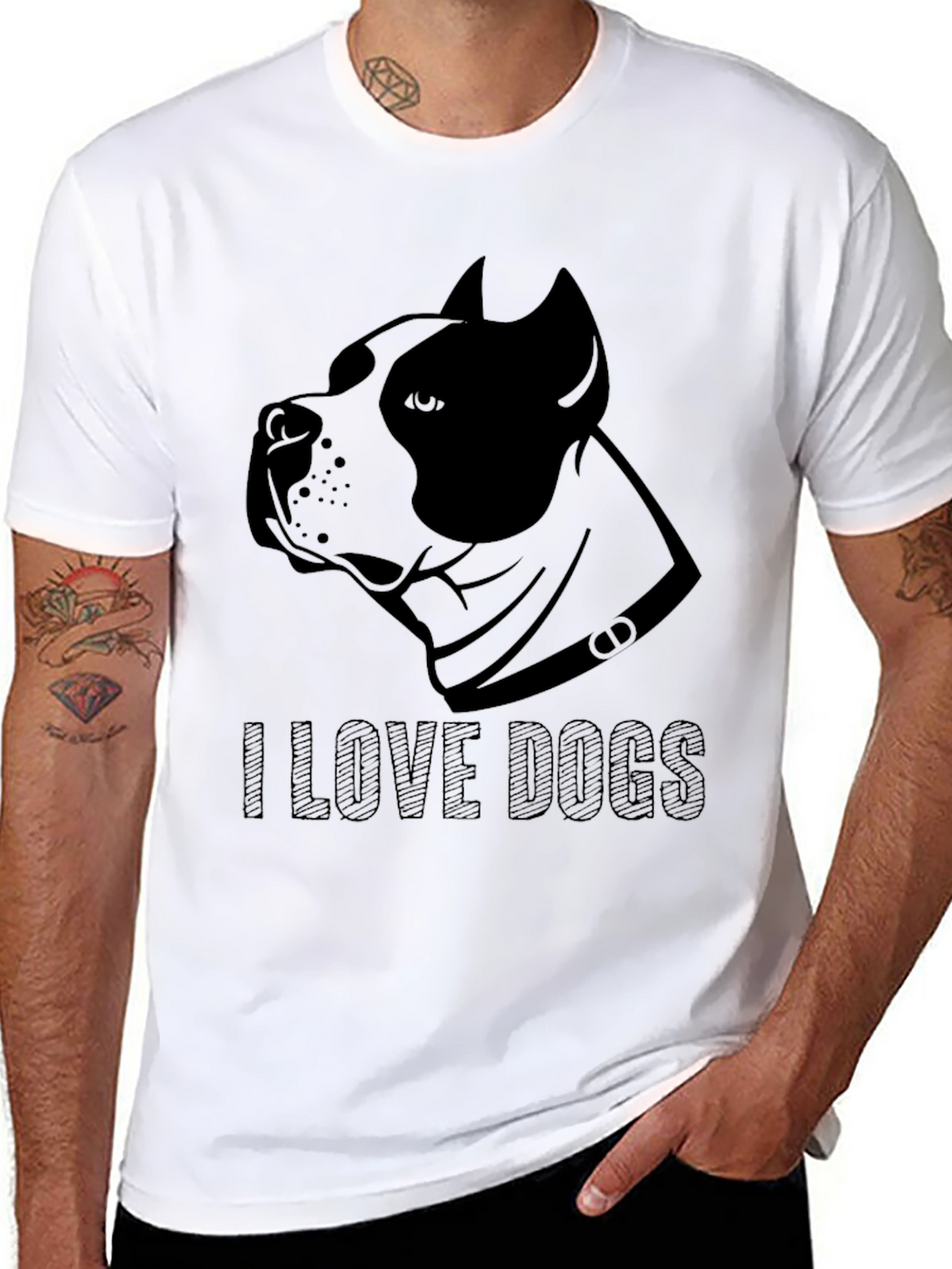 I Love Dogs Graphic Tee - Black