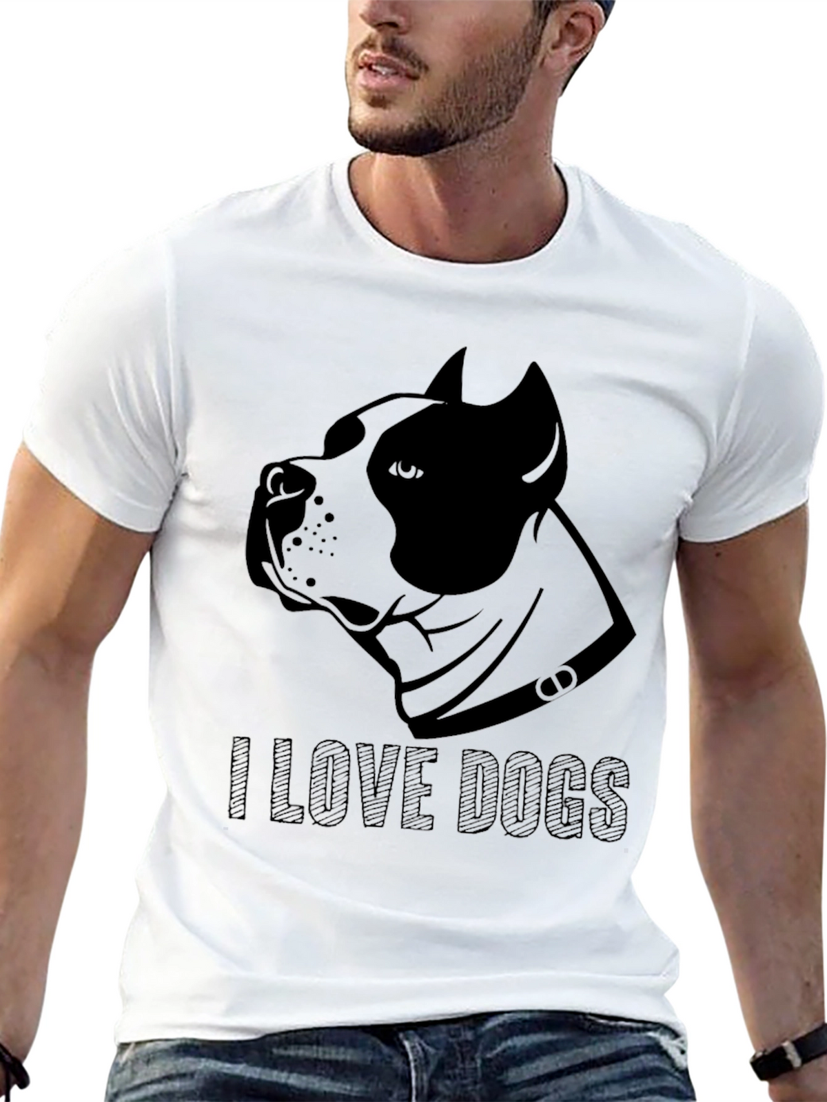I Love Dogs Graphic Tee - Black