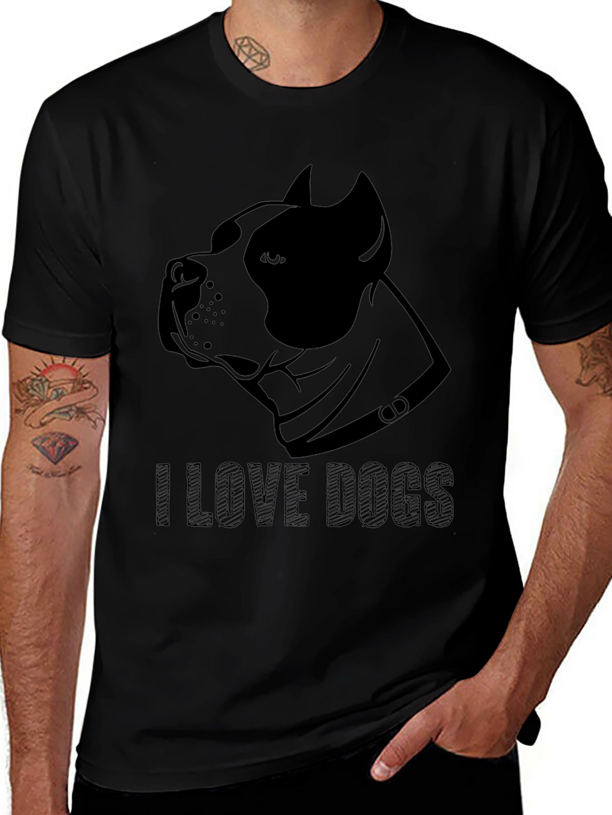 I Love Dogs Graphic Tee - Black