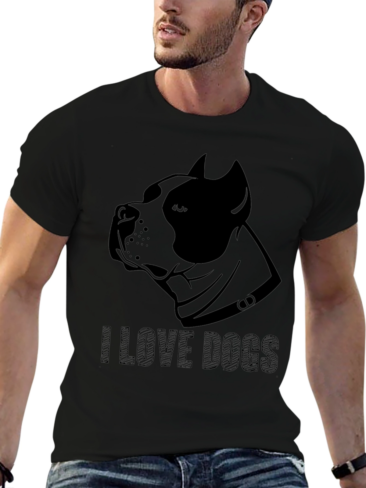 I Love Dogs Graphic Tee - Black