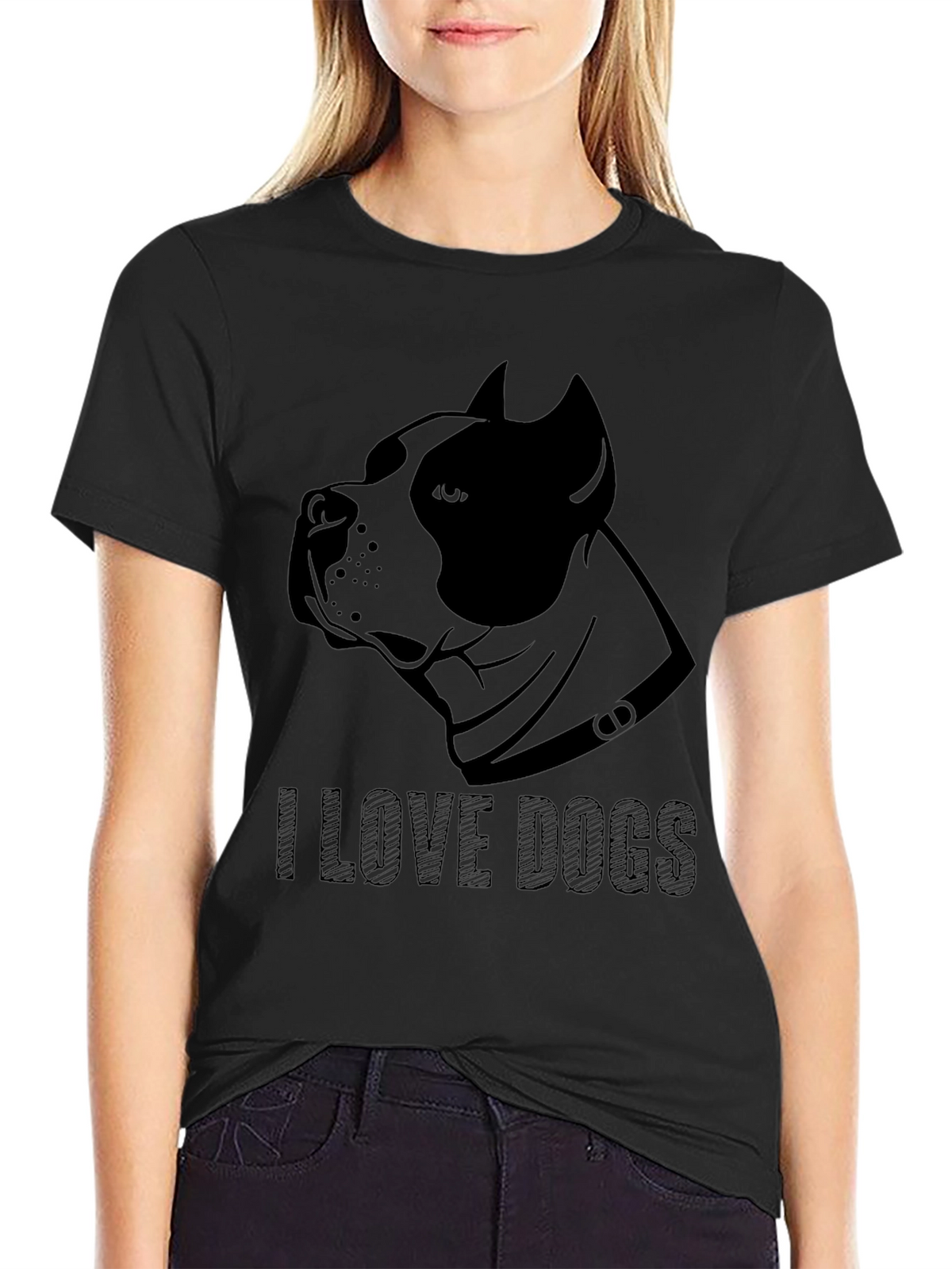 I Love Dogs Graphic Tee - Black