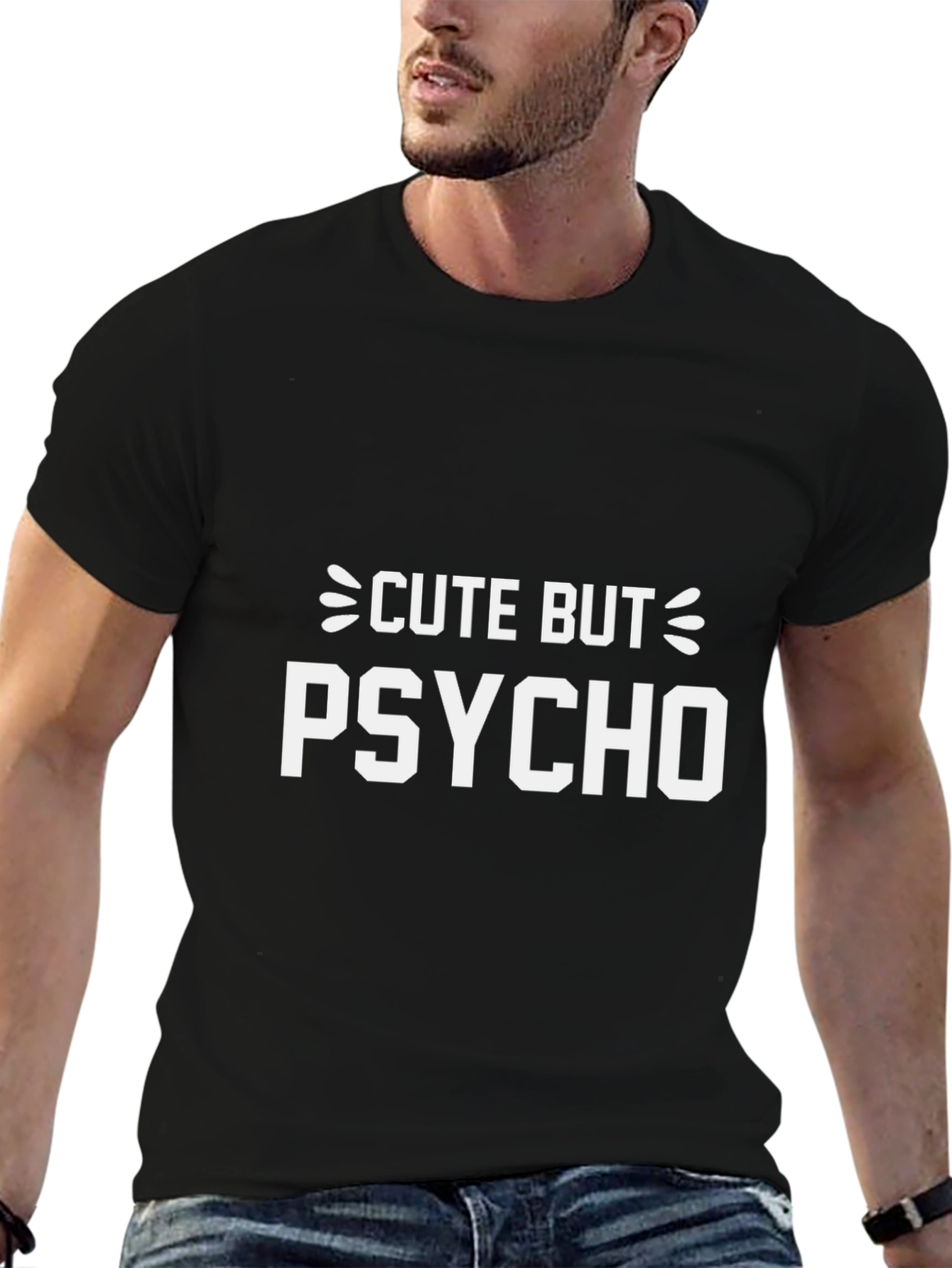 Cute But Psycho Graphic Tee - Black Cotton T-Shirt