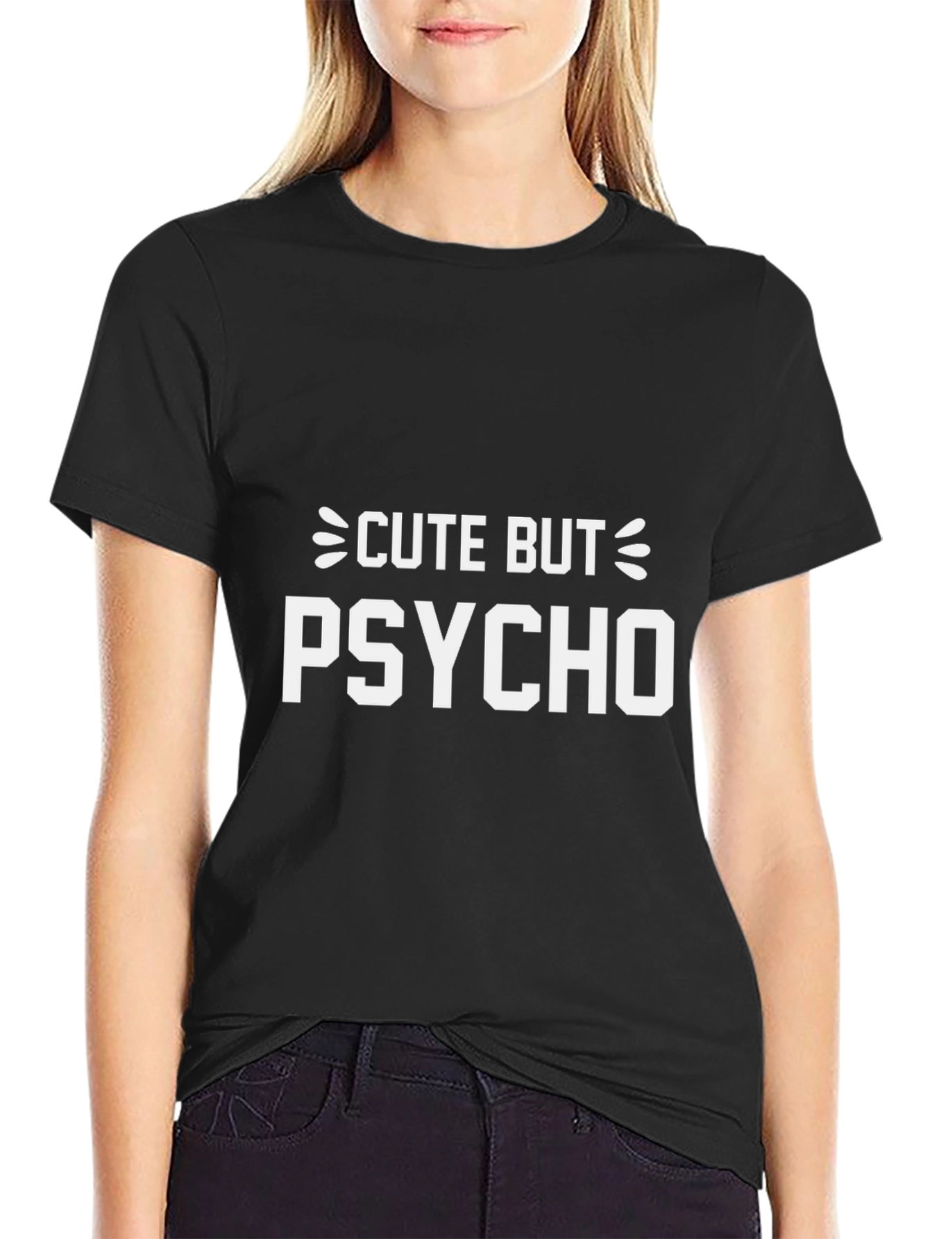 Cute But Psycho Graphic Tee - Black Cotton T-Shirt