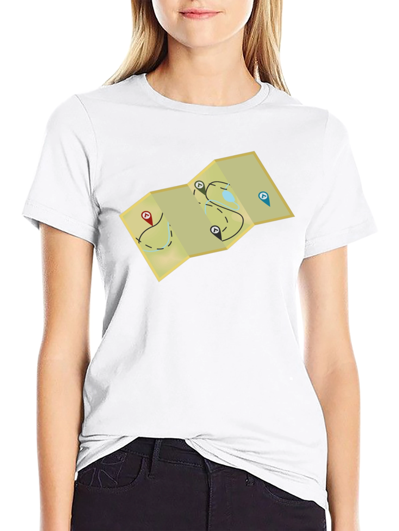 Adventure Map Graphic Tee - Black Cotton Blend