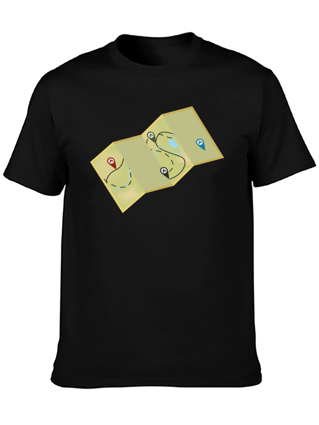 Adventure Map Graphic Tee - Black Cotton Blend