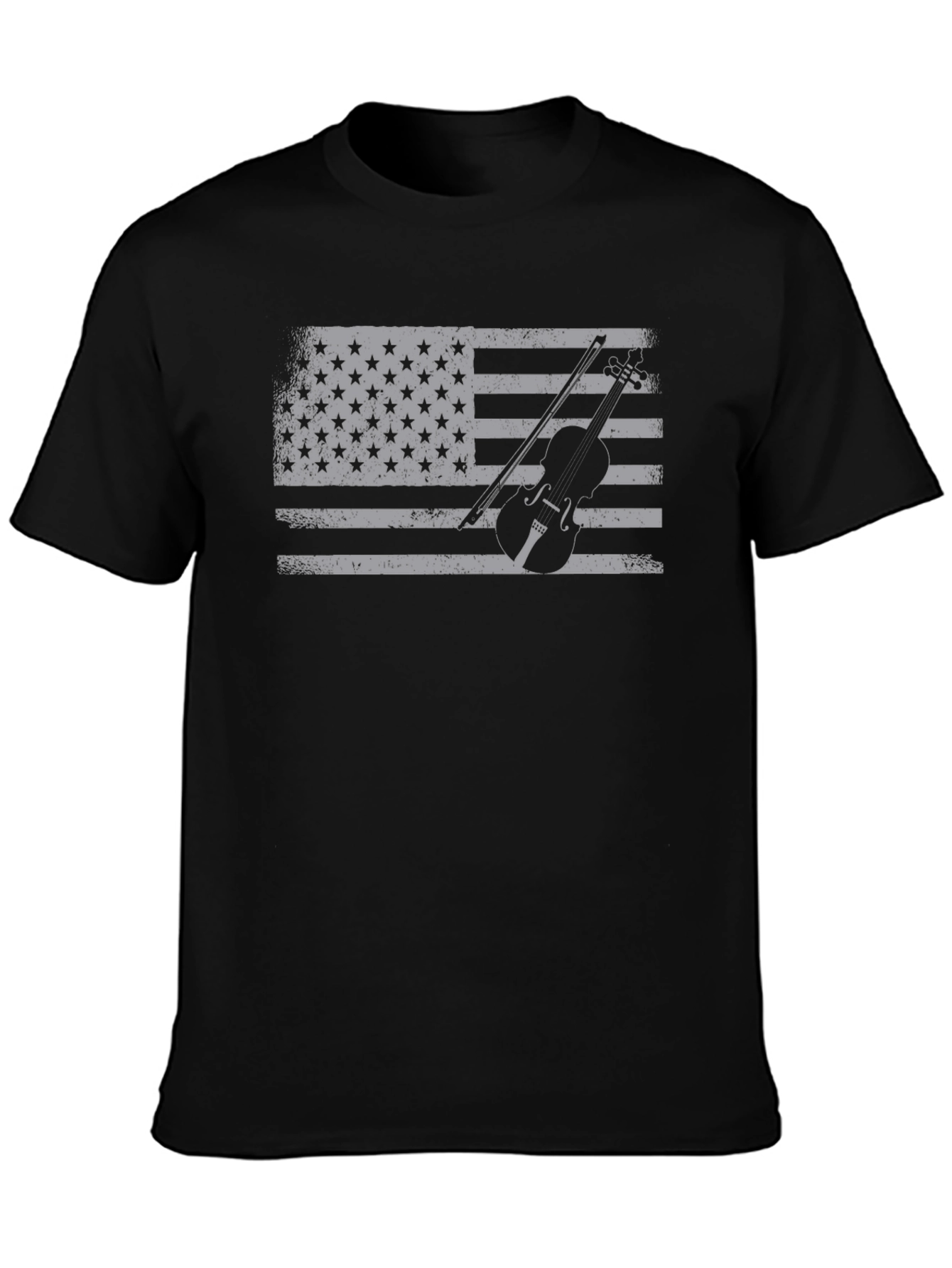 American Flag Violin Graphic T-Shirt