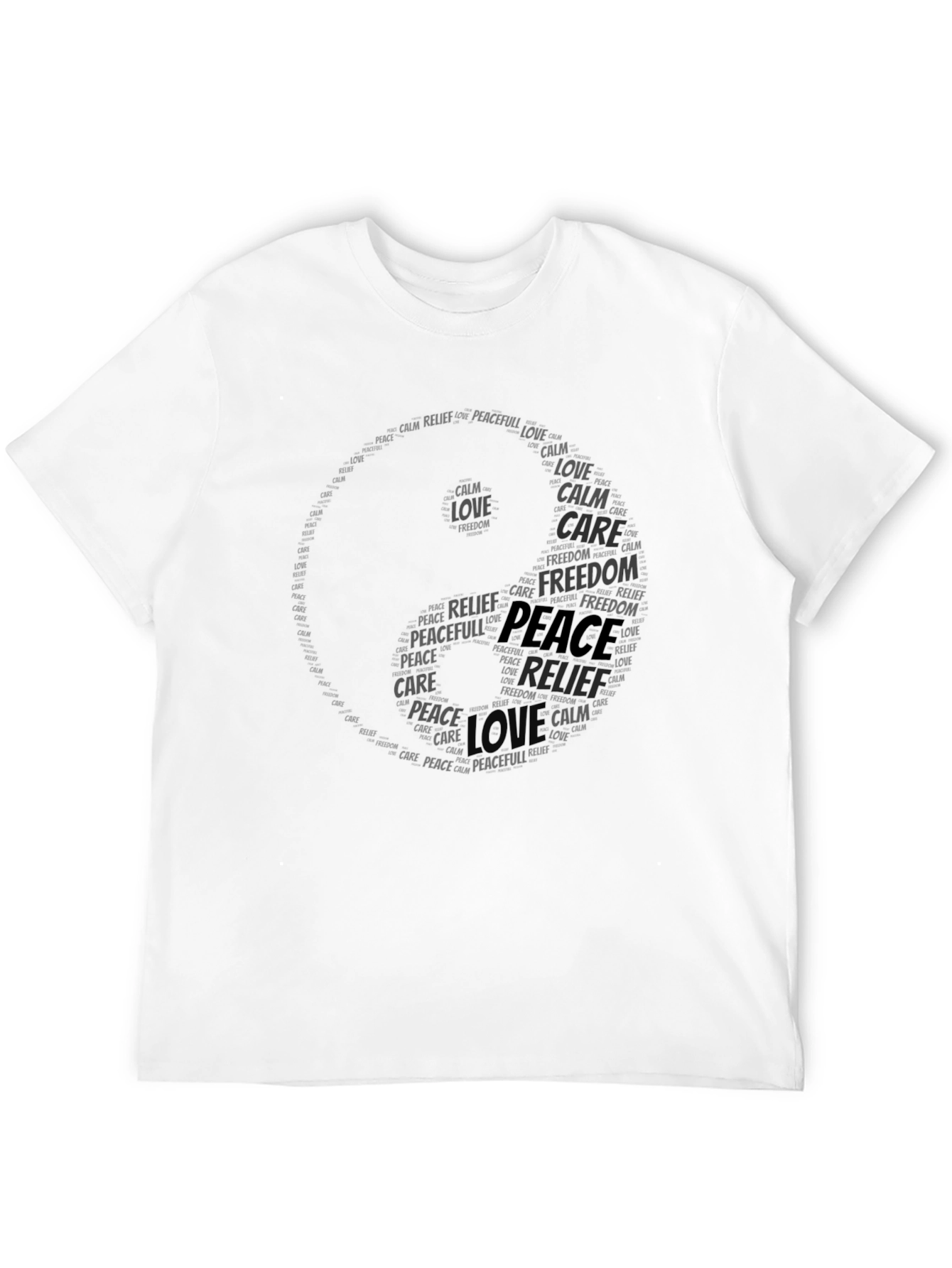 Yin Yang Peace Word Art T-Shirt