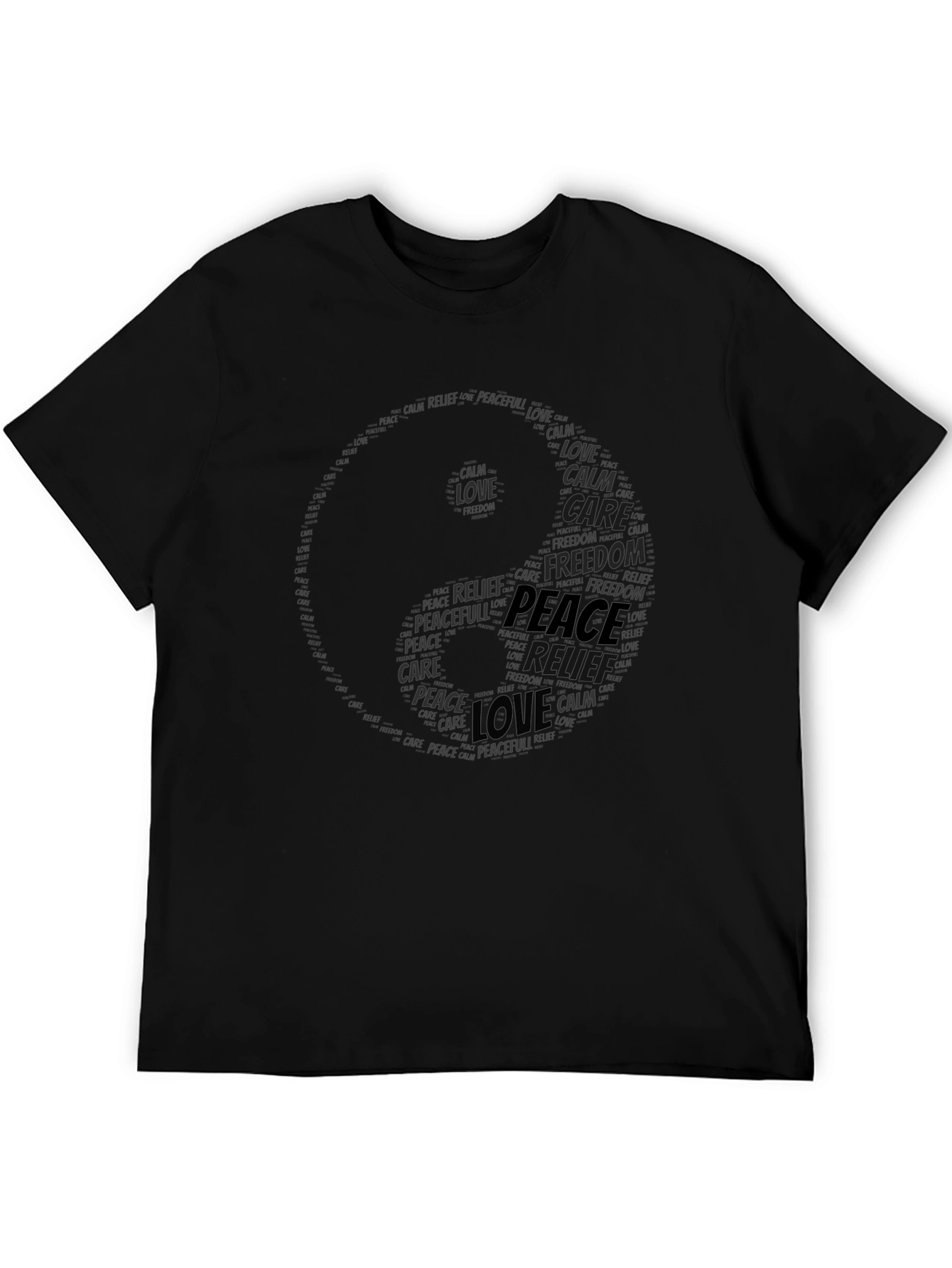 Yin Yang Peace Word Art T-Shirt