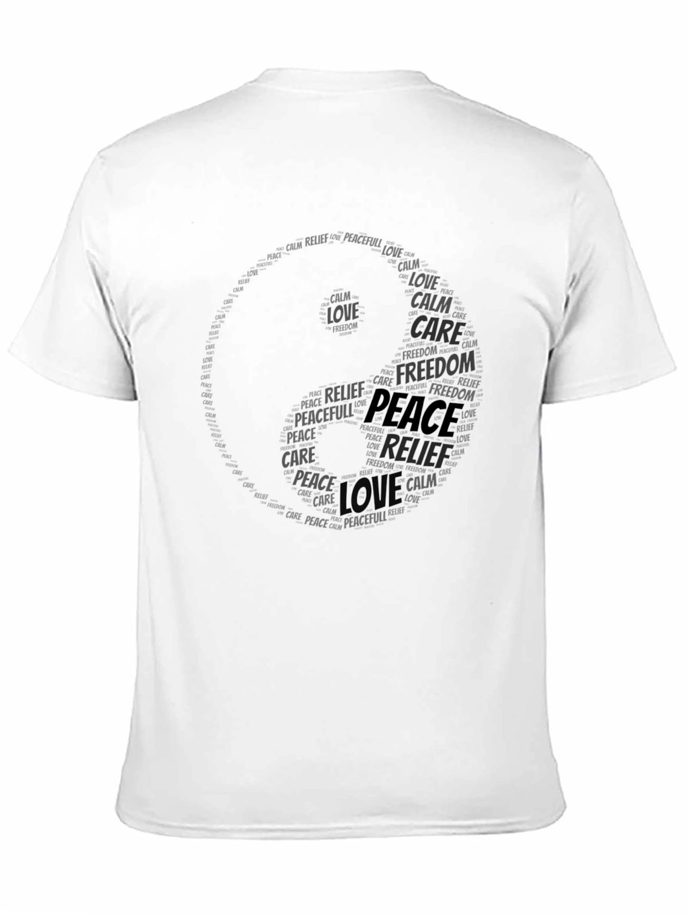 Yin Yang Peace Word Art T-Shirt