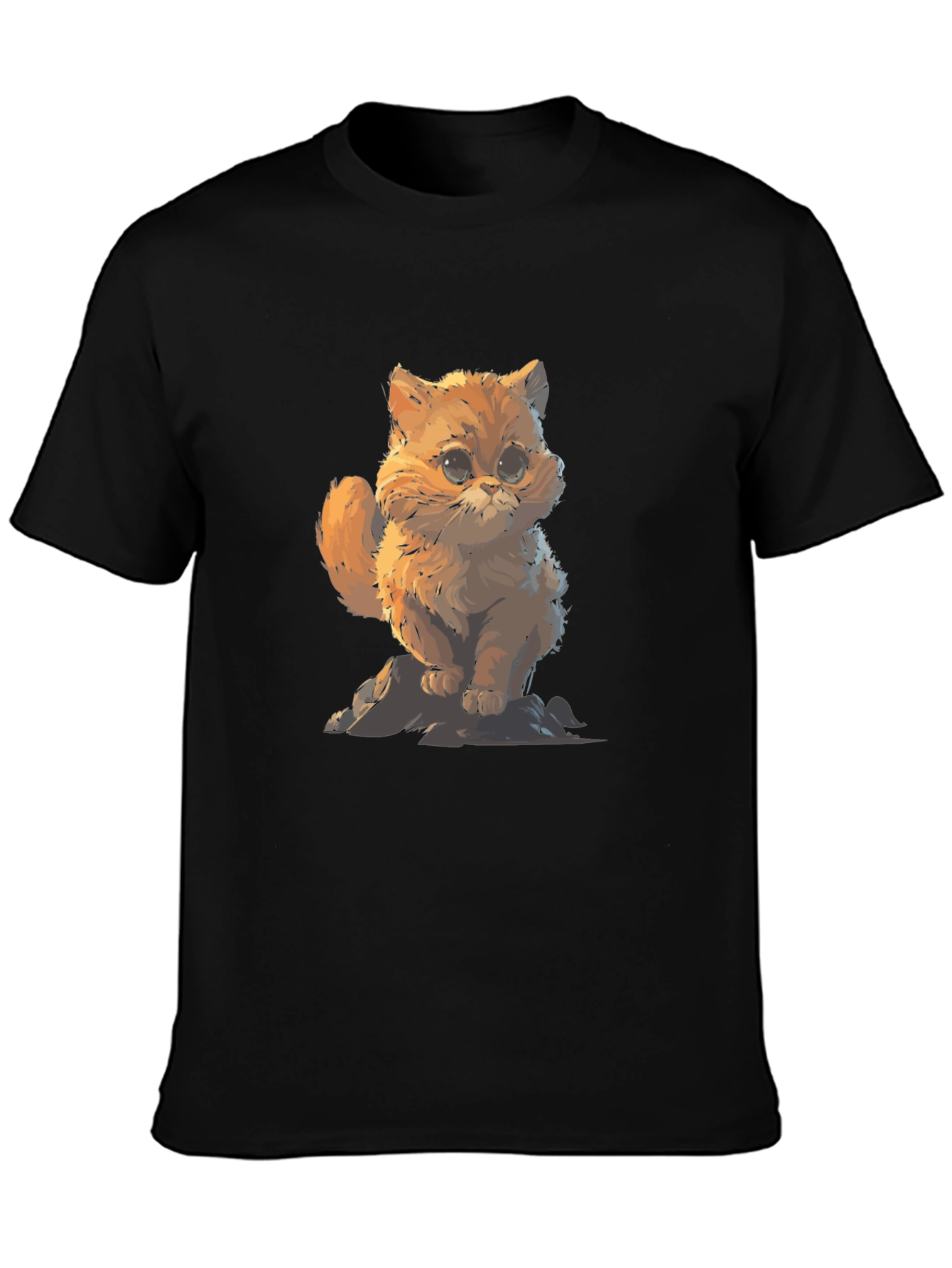 Cute Cat Graphic Black T-Shirt