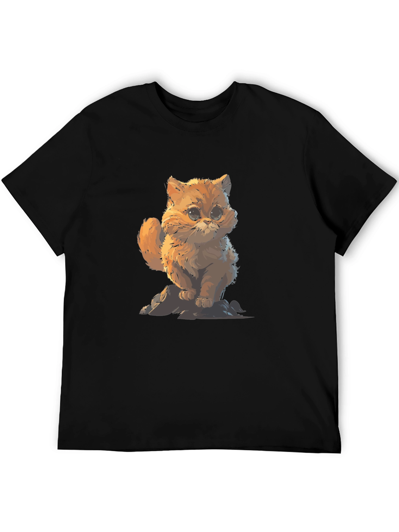 Cute Cat Graphic Black T-Shirt