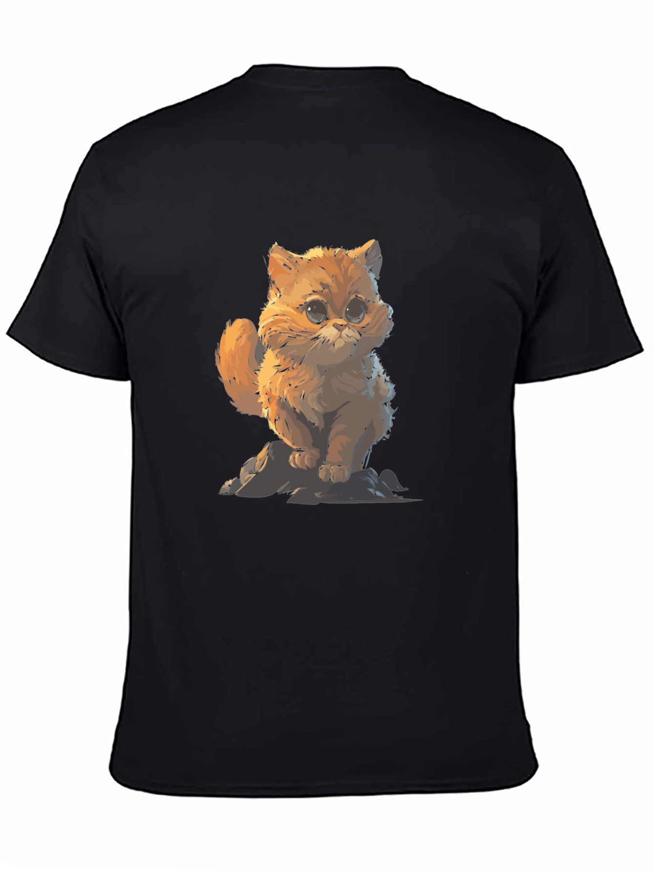 Cute Cat Graphic Black T-Shirt