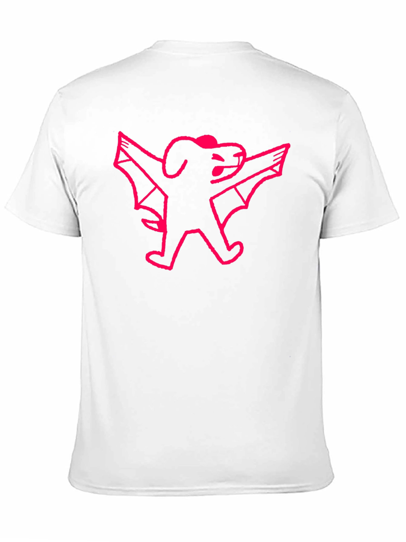 Pink Bat Dog Graphic Black T-Shirt
