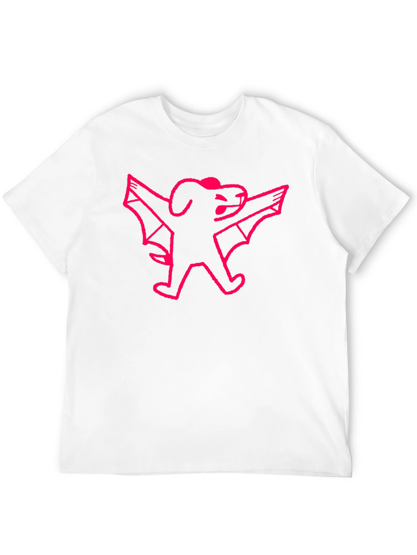 Pink Bat Dog Graphic Black T-Shirt
