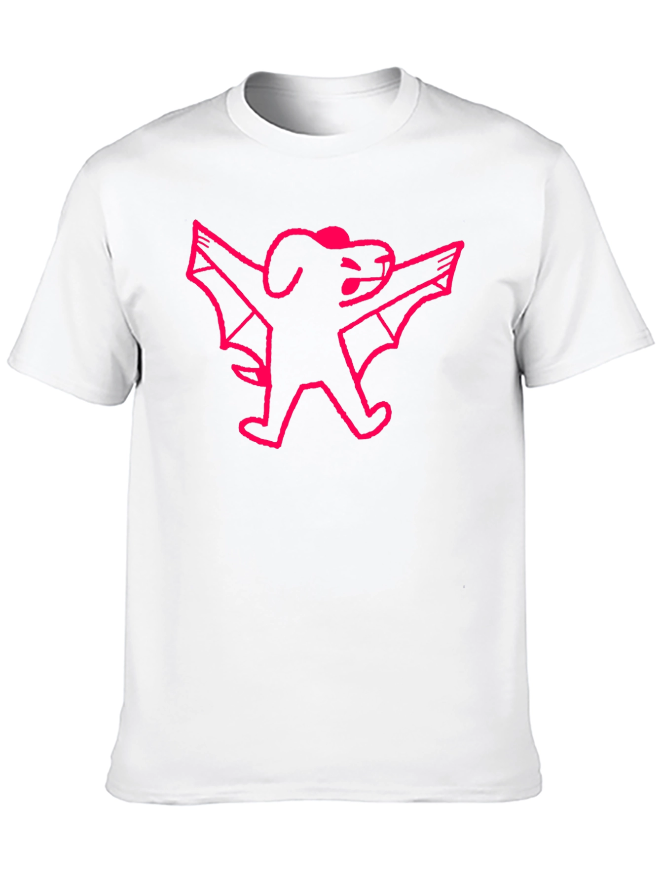 Pink Bat Dog Graphic Black T-Shirt