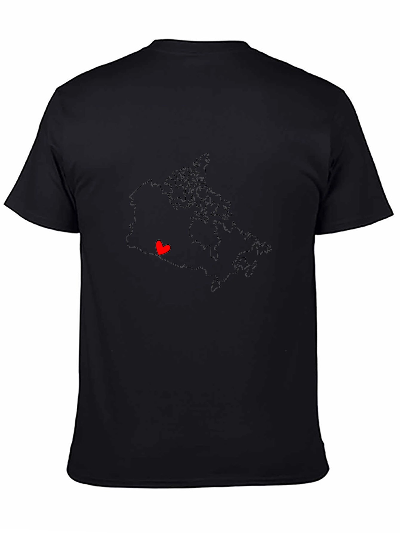 Canada Map Love Heart Graphic Tee - Black