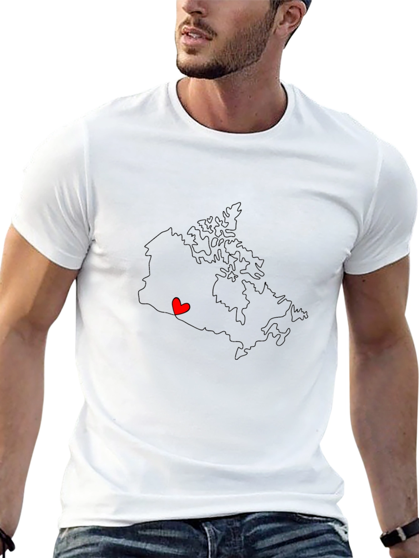 Canada Map Love Heart Graphic Tee - Black