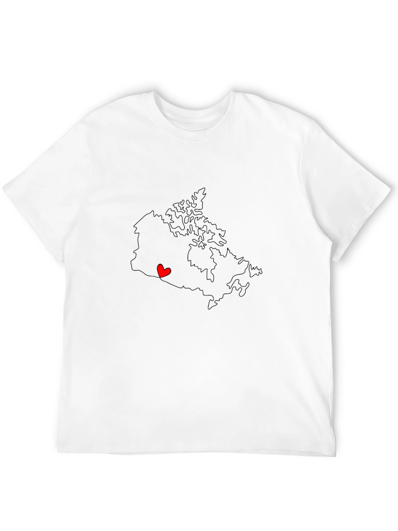 Canada Map Love Heart Graphic Tee - Black