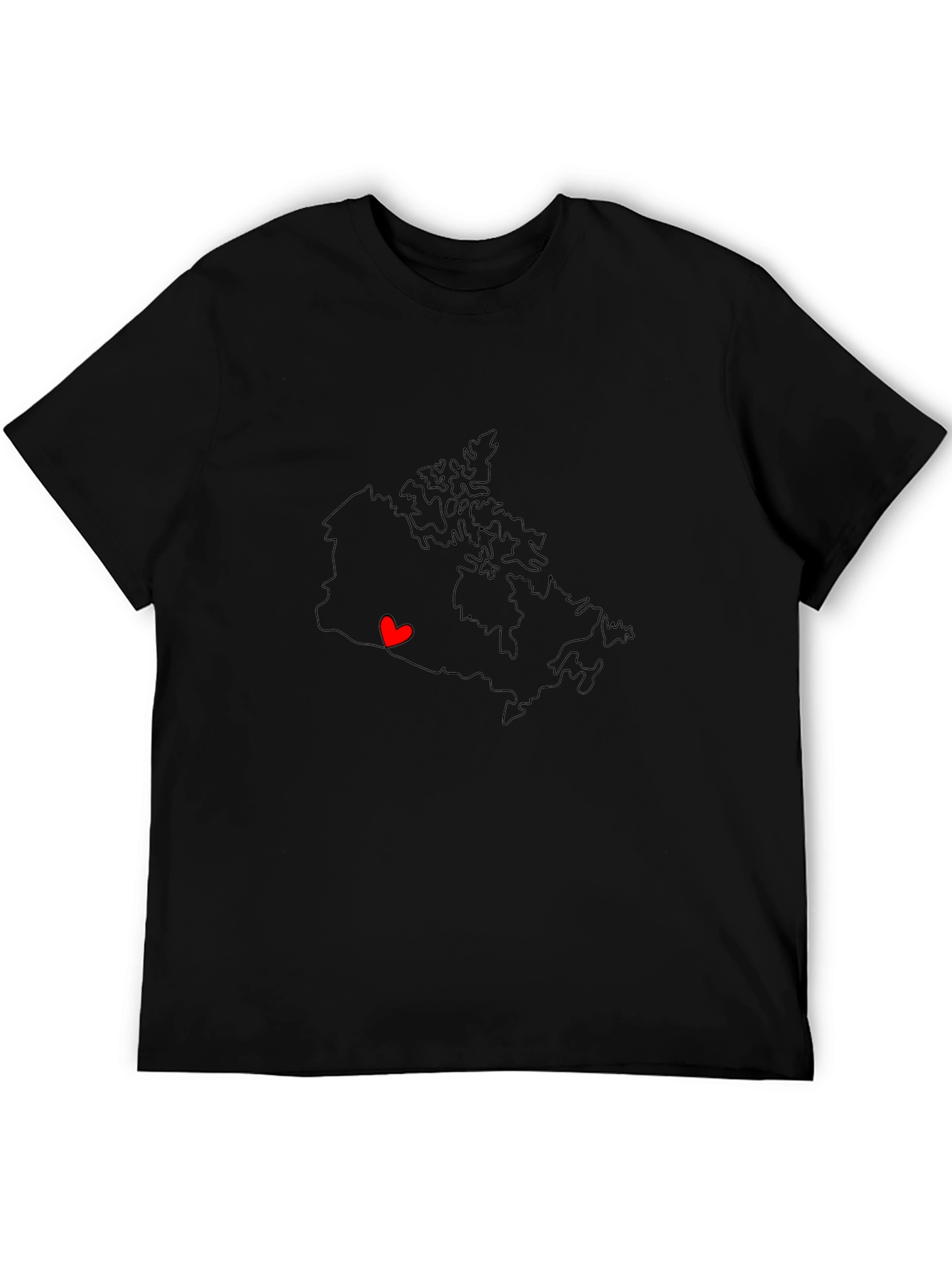 Canada Map Love Heart Graphic Tee - Black