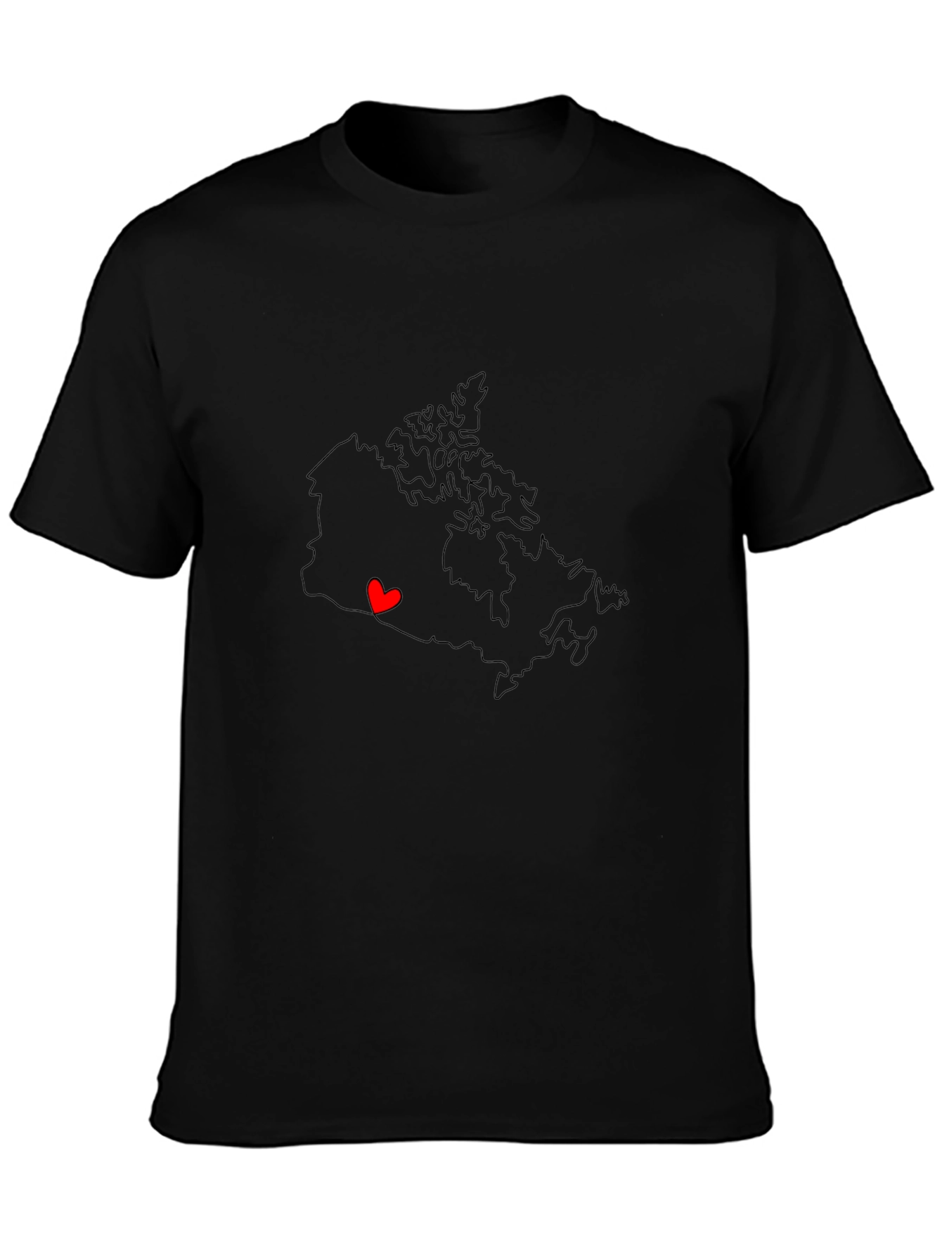 Canada Map Love Heart Graphic Tee - Black