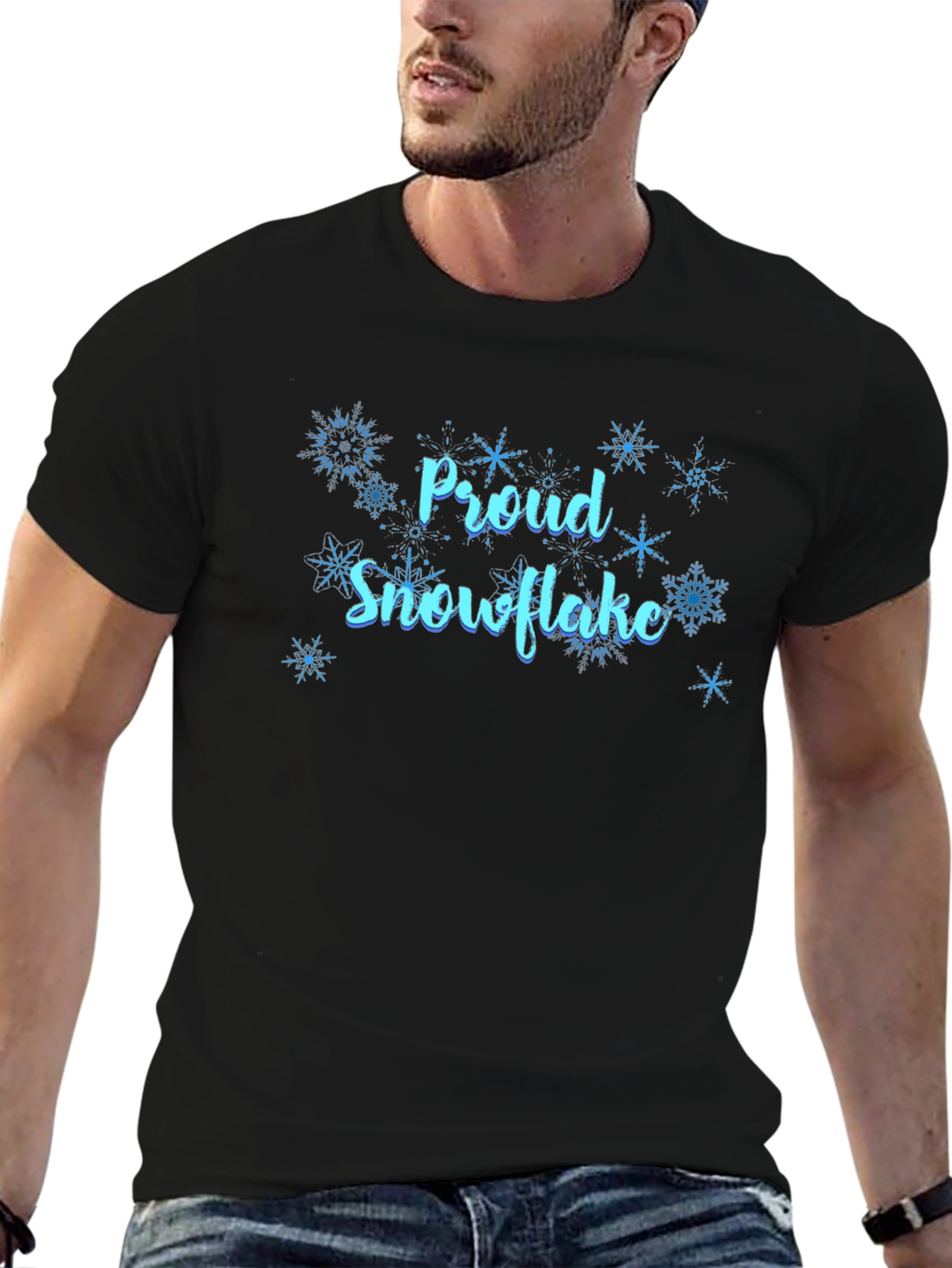 Proud Snowflake Graphic Tee - Black Cotton Shirt