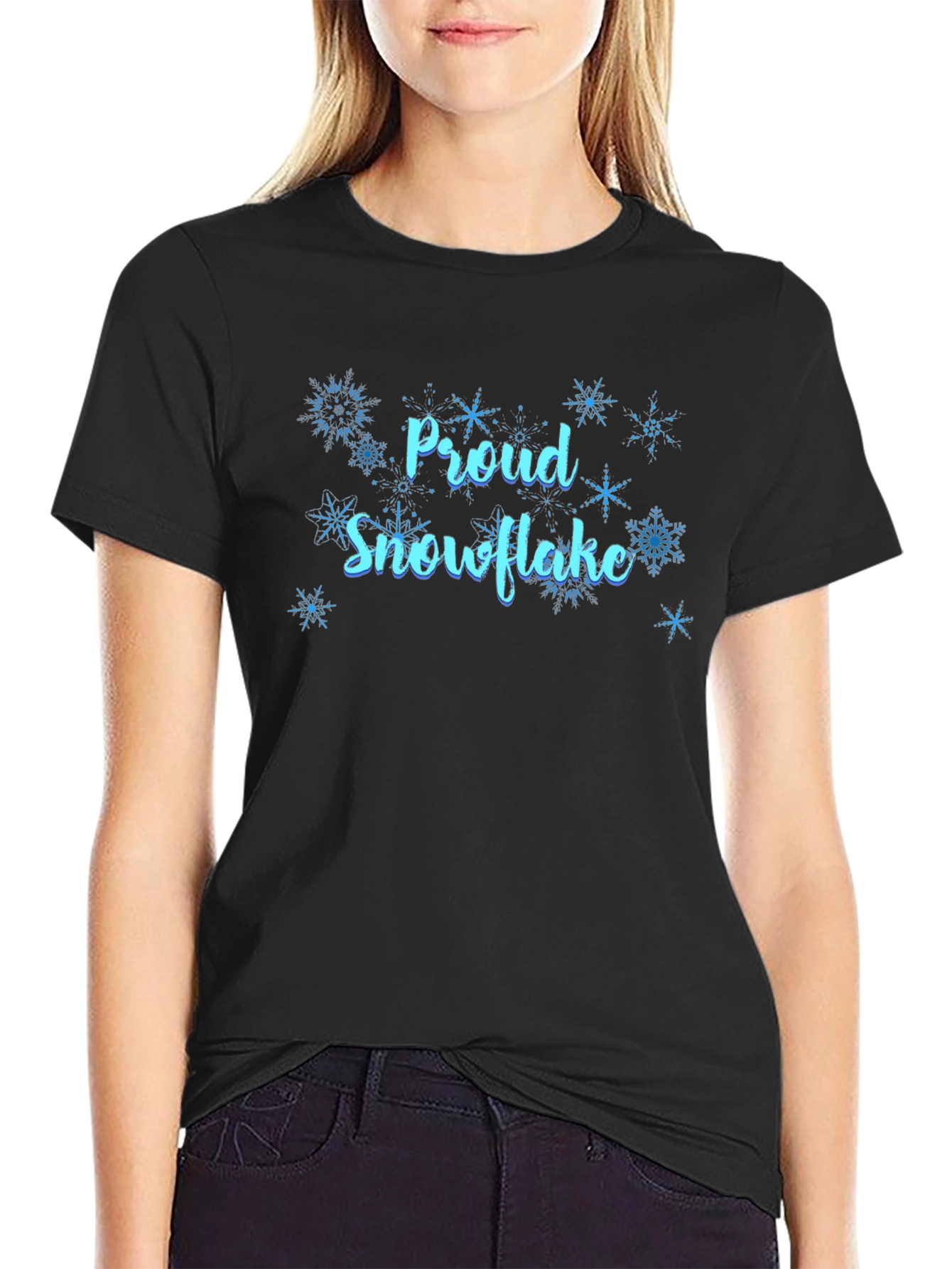 Proud Snowflake Graphic Tee - Black Cotton Shirt