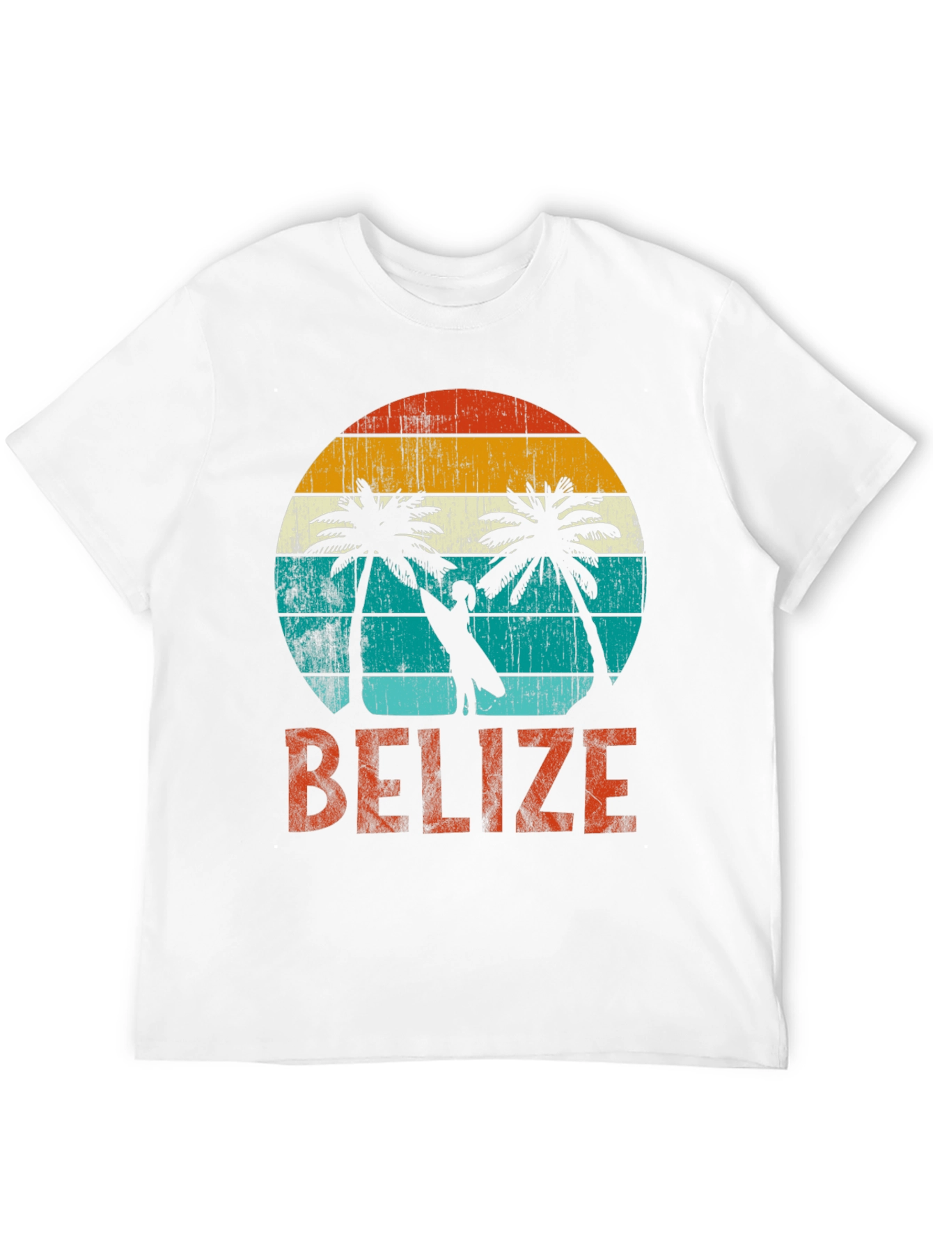 Belize Retro Sunset T-Shirt - Tropical Palm Trees