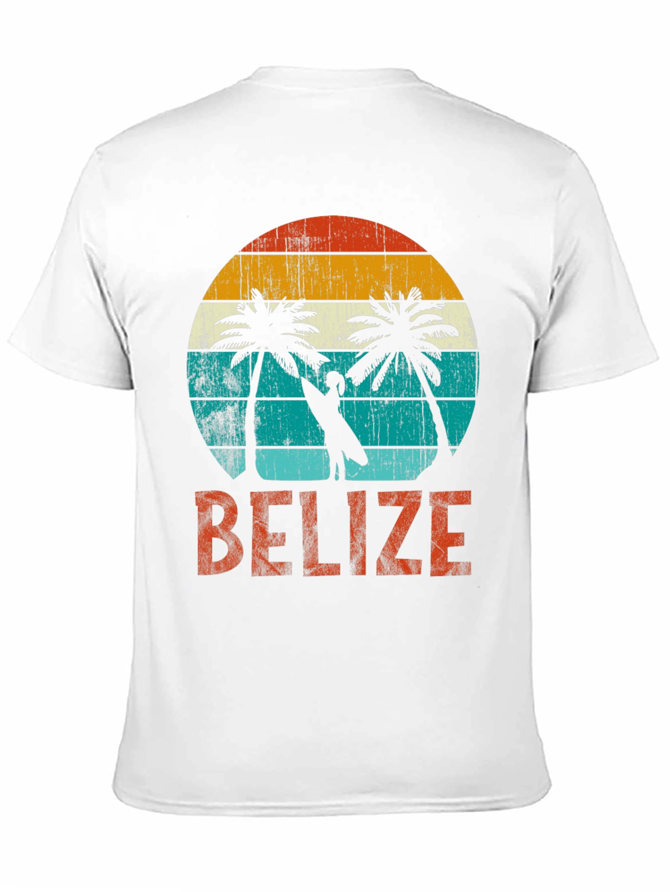 Belize Retro Sunset T-Shirt - Tropical Palm Trees