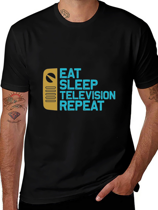 Eat Sleep Television Repeat Black T-Shirt