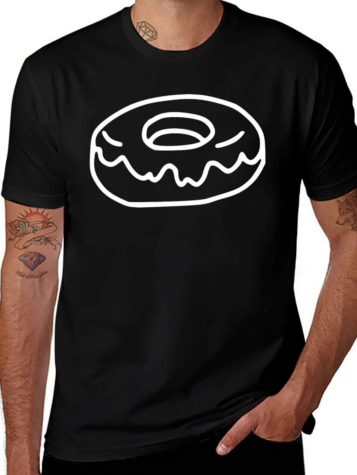 Donut Graphic T-Shirt - Black Cotton Tee