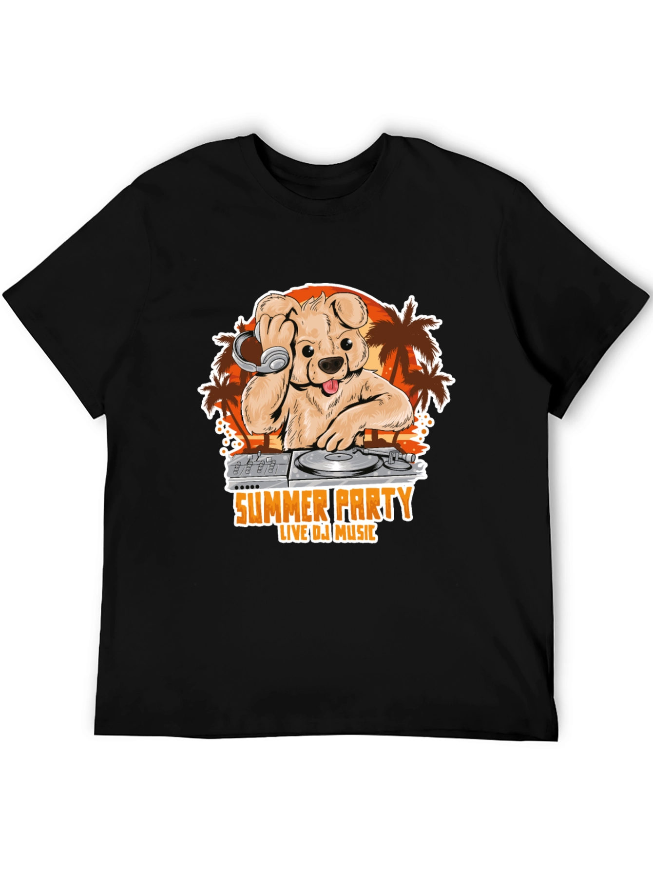Summer Party DJ Dog Graphic T-Shirt